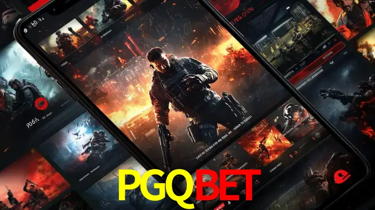 Tela de um celular exibindo uma galeria de jogos de tiro com temática militar, mostrando a variedade de e-sports disponíveis para apostas na plataforma de entretenimento PGQBET.