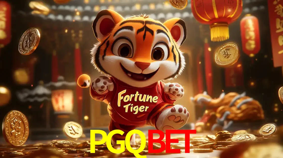 O alegre personagem do Fortune Tiger correndo sobre um caminho de moedas de ouro, simbolizando os grandes prêmios e a diversão do popular jogo de slot do PGQBET.