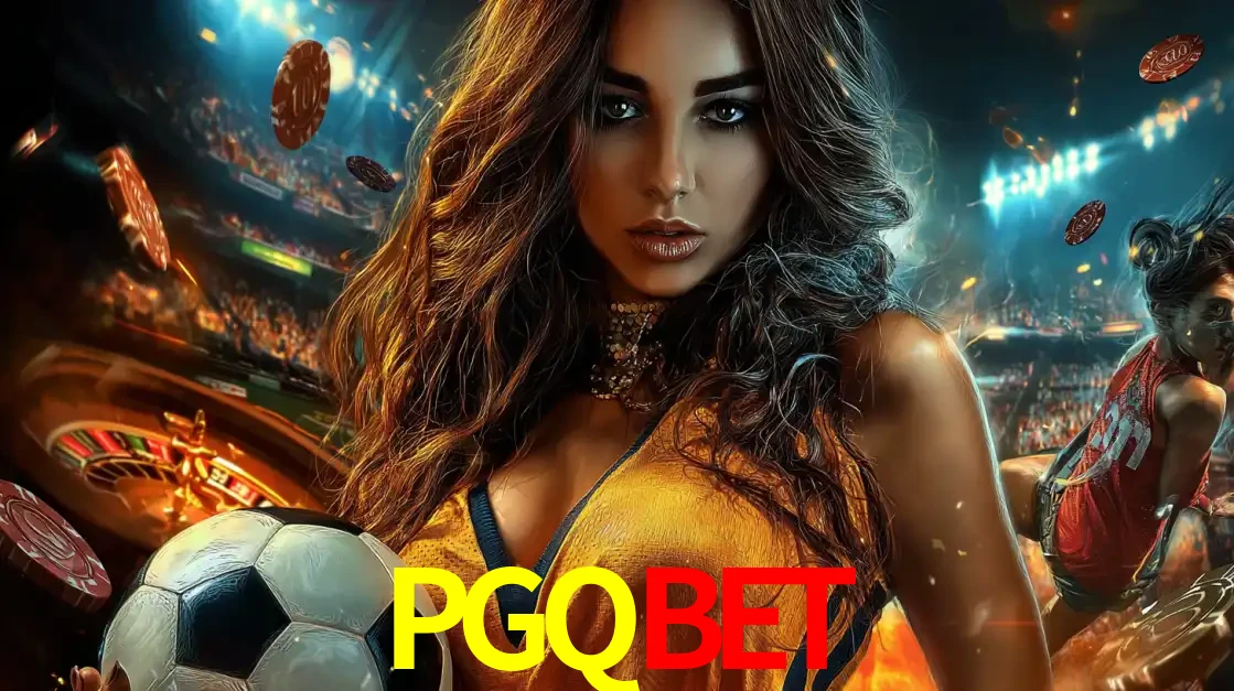 Mulher segurando uma bola de futebol em uma montagem que mistura a paixão esportiva com a emoção da roleta de cassino, tudo disponível na plataforma PGQBET.